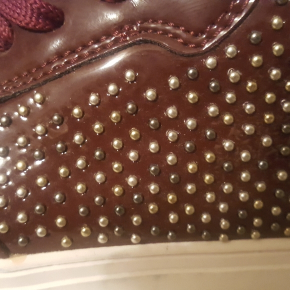 Maroon Studded hi top Sneakers. Sz.40 - Picture 3 of 7